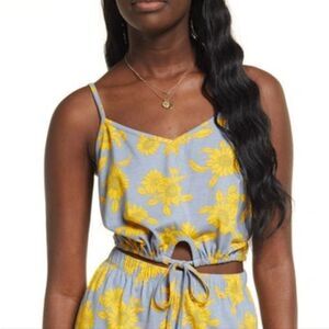 BP Tie Front Floral Pajamas Crop Top